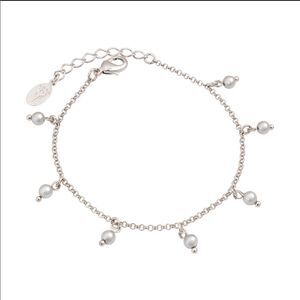 SILVER PEARL BRACELET + WHITE RHODIUM PLATED